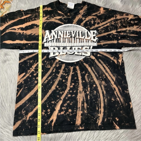 Vintage 1999 Black Bleached Annieville Blues Piano Music T Shirt - Picture 4 of 8